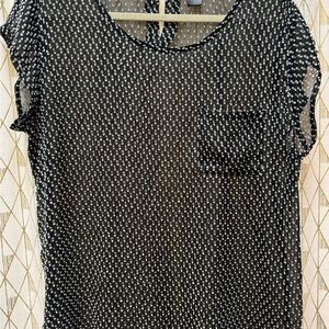 Ann Taylor Top. Black and White Polka Dot Women's Top